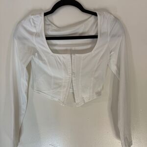 White Shein Long Sleeve Corset Top